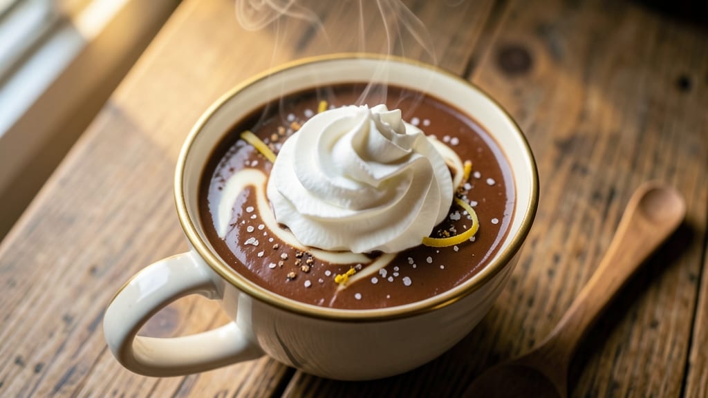 Café-Style Hot Chocolate Recipe: Velvety Mousse Topped With Whipped Cream Swirls