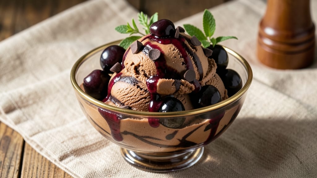 Black Cherry Chocolate Ice Cream Recipe: Deep Fruit Swirls and Melting Cocoa Bliss