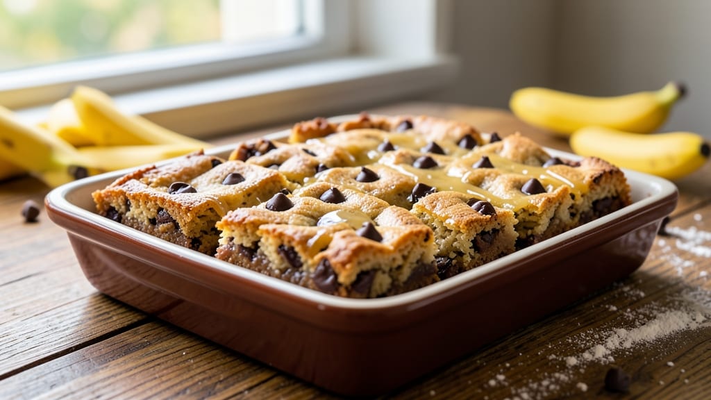 Banana Chocolate Chip Cookie Bars Recipe: Fudgy Base With Caramelized Edges