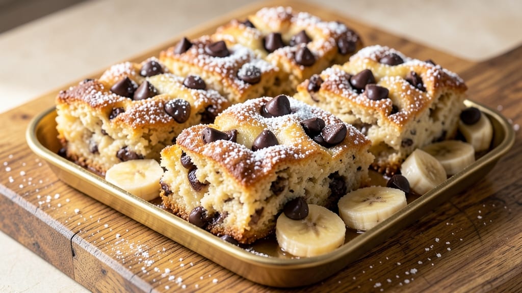 Banana Chocolate Chip Squares Recipe: Fudgy Base With Nutty Crunch Top