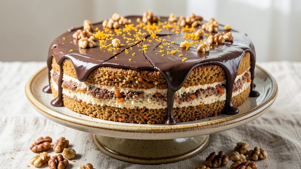 Carrot Cake With Chocolate Icing Recipe: Moist Spice Cake Meets Rich Fudge Rivers