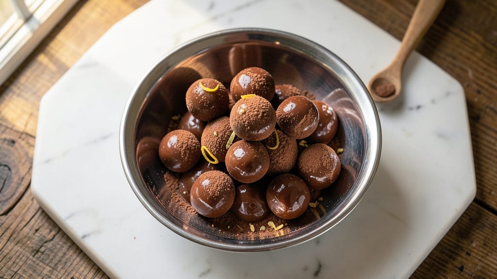 Bittersweet Chocolate Truffles Recipe: Rich Ganache Wrapped in Crisp Dark Cocoa Shells