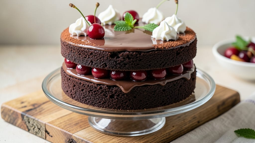 Black Forest Cake With Chocolate Ganache Recipe: Layers of Rich Chocolate and Cherry Bliss