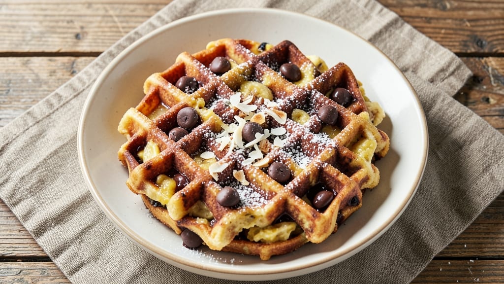 Banana Chocolate Chip Waffle Recipe: Fluffy Stacks With Caramelized Banana Swirls