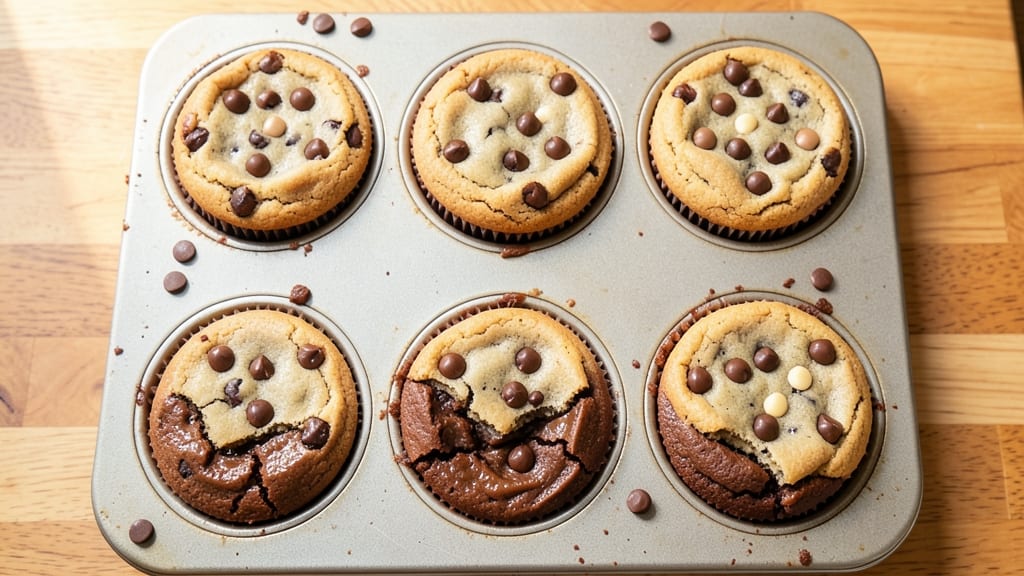 Brownie and Chocolate Chip Cookie Muffin Pan Recipe: Double-Layered Magic in One Tin