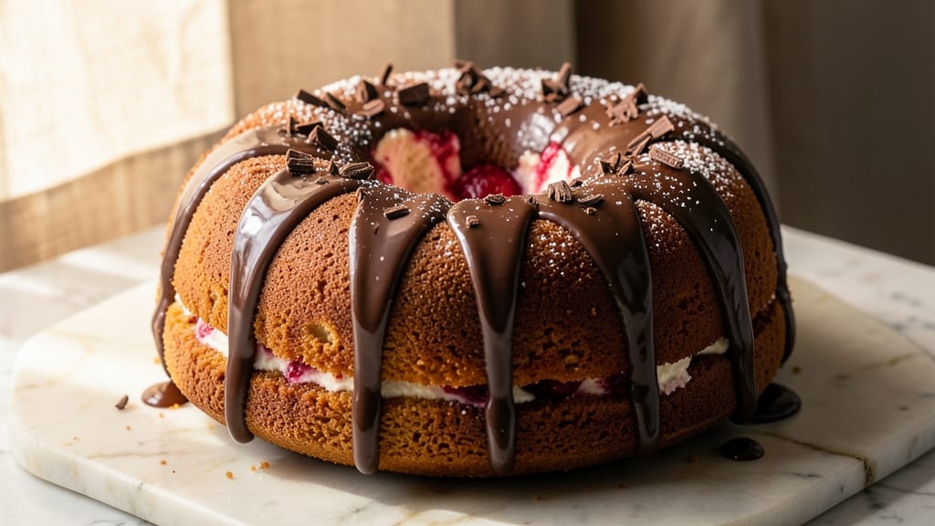 Cherry Cheesecake Chocolate Bundt Cake Recipe: Triple-Layered Indulgence With Fudgy Swirls