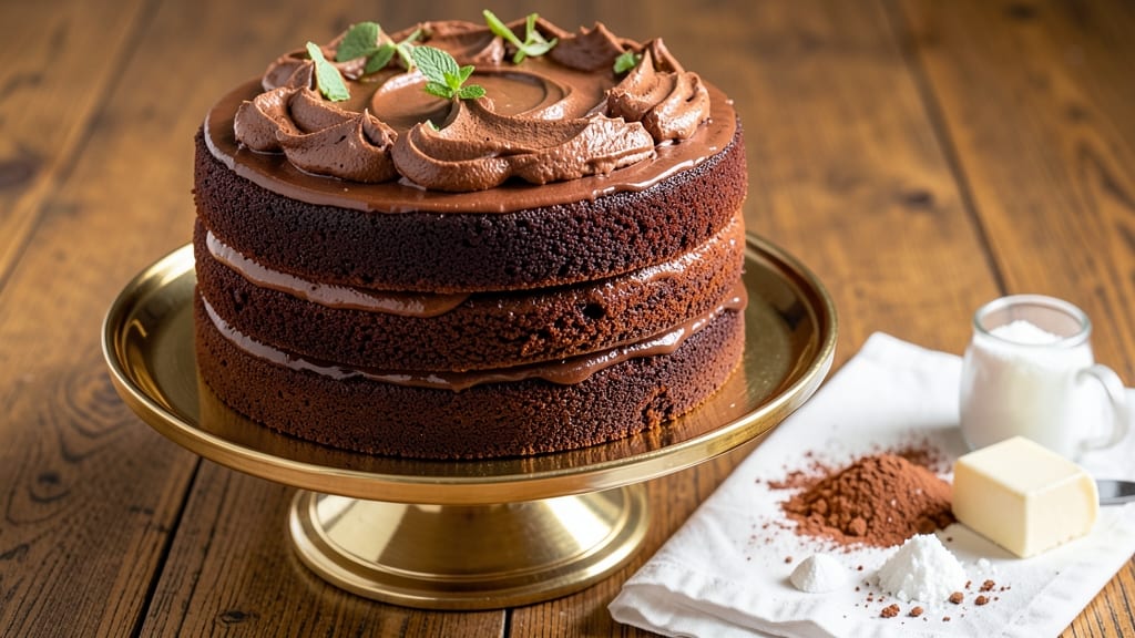 Big Moist Chocolate Cake Recipe: Fudgy Layers With Buttery Frosting