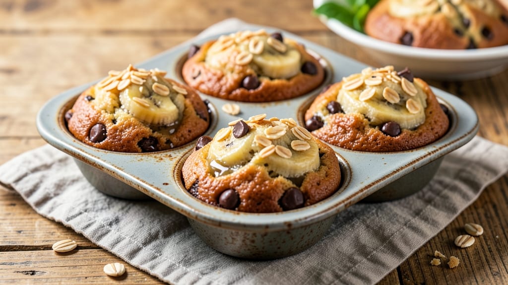 Banana Oat Chocolate Chip Muffins Recipe: Moist Crumb and Double Chocolate Swirls