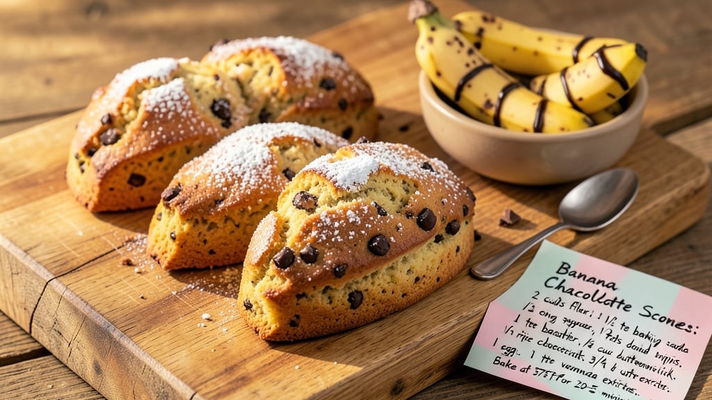 Banana Chocolate Scones Recipe: Fudgy Swirls and Buttery Crust Magic